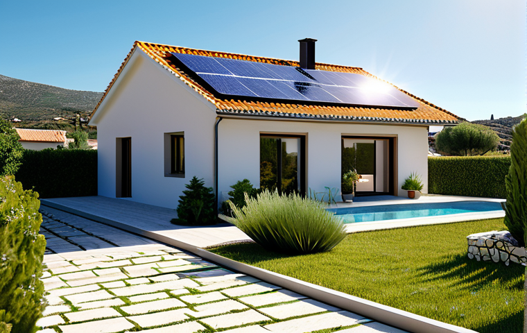 Solar Energy Revolution**
A modern Spanish home with solar panels on the roof, located in a sunny Mediterranean landscape. Fully clothed family members are visible in the garden. Focus on the clean, bright aesthetic. Generate a sense of energy independence and sustainability. Safe for work, appropriate content, fully clothed, professional quality, perfect anatomy, natural proportions.
**