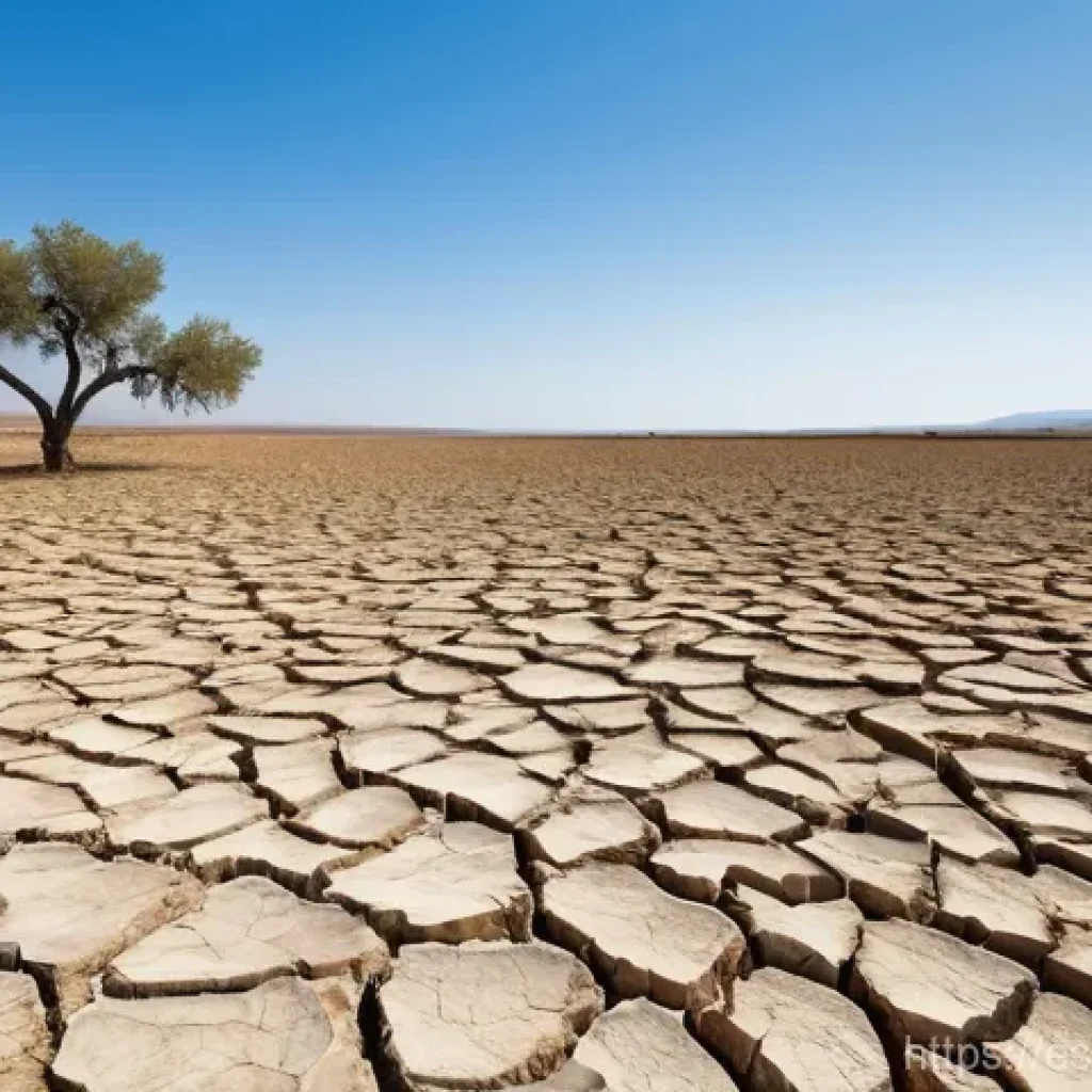 기후 변화에 대한 글로벌 행동 촉구 - **Image Prompt 1: The Parched Iberian Landscape**
"A wide, cinematic shot depicting a severely p...