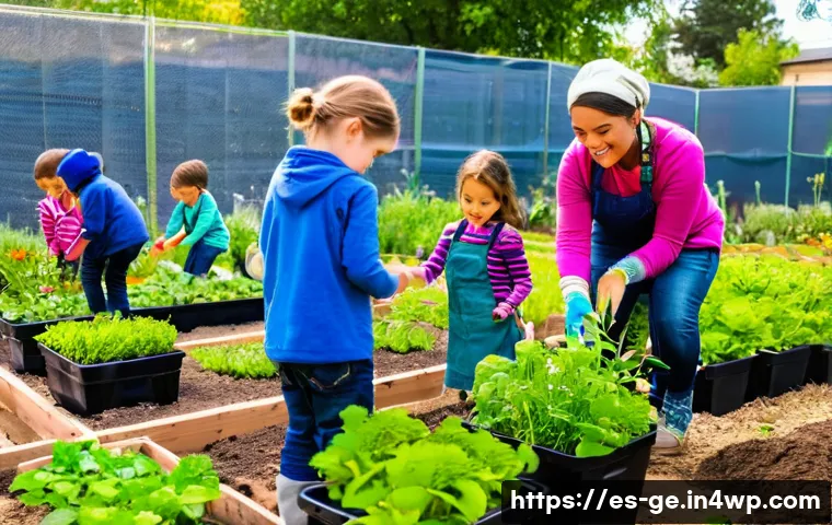 기후 변화에 대한 대중 교육 방법 - **Prompt:** A vibrant community garden thrives in a sunny, urban neighborhood, reminiscent of Buenos...