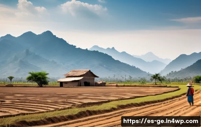 기후 변화와 남북 문제 - A rural Latin American farming community facing the effects of climate change: weary farmers wearing...